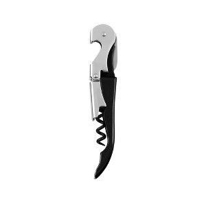 True TrueTap Double Hinged Waiter’s Corkscrew, Black Wine Bottle Opener with Flat Foil Cutter, Wine Key - 1 of 4