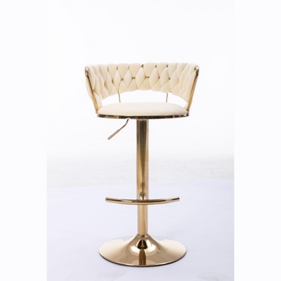 NicBex Set of 2 Bar Stools for Kitchen Island,Adjustable Velvet Counter Bar Stools with Golden Legs,Bar Chairs for Dining Rooms,Kitchens Islands