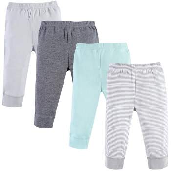 Luvable Friends Baby and Toddler Cotton Pants 4pk, Light Gray Stripe