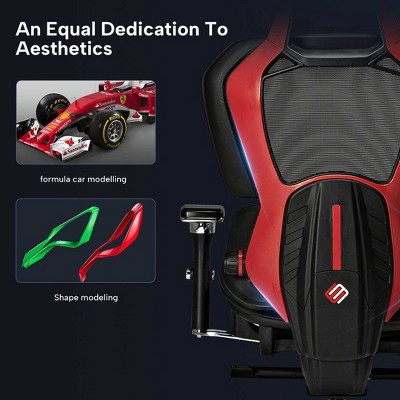 Eureka Red and Black Ergonomic Gaming Chair with Adjustable Arms