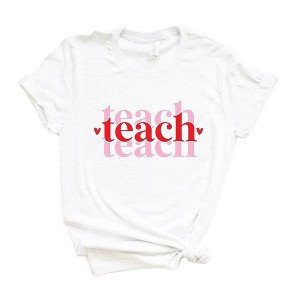 Simply Sage Market Women's Teach Stacked With Hearts Short Sleeve Graphic Tee - 1 of 4