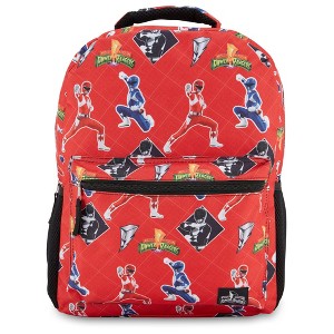 Power Rangers Classic Allover Backpack - Red, Pink, Black, Green Yellow and Green Ranger - Official Power Rangers School Bookbag, Red - 1 of 4