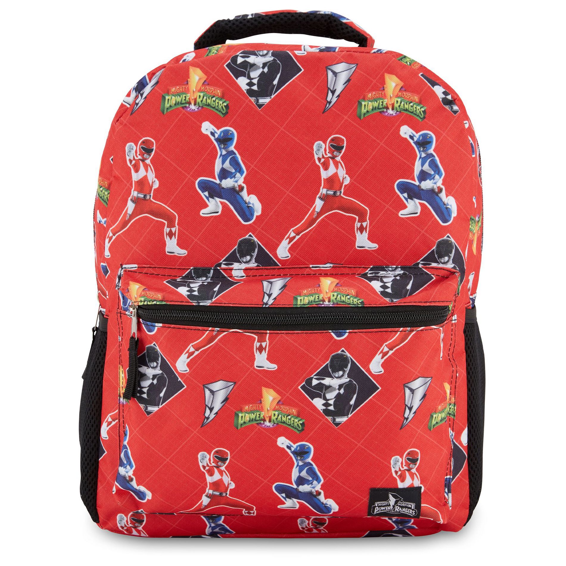 Power Rangers Classic Allover Backpack - Red, Pink, Black, Green Yellow and Green Ranger - Official Power Rangers School Bookbag, Red