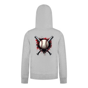 Everyday Kids Baseball Boys Zip Up Hoodie – Bold Home Plate, Crossed Bat & Baseball Sweatshirt - 1 of 4