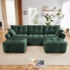 DOMETOUR 3 Seater Sofa Set with Ottoman & Throw Pillows, Solid Wood Frame, Textured Chenille Fabric, for Living Room, Office, Hotel, Green - 2 of 4