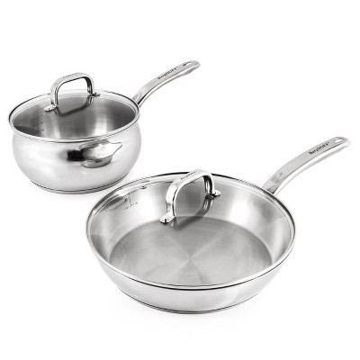 Belly Shape 7-Piece Stainless Steel Cookware Set with Glass Lids
