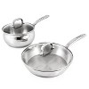 BergHOFF Belly Shape 18/10 Stainless Steel 7Pc Starter Cookware Set With Glass Lid - image 3 of 4