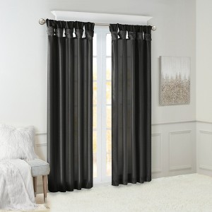 MAYEERTY 50x108" Twist Tab Lined Window Curtain Panel Black - 1 of 4