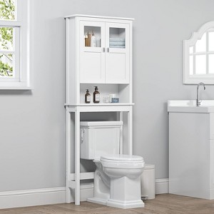 Dcolora Bathroom Cabinet Over Toilet, Bathroom Storage Cabinet with Glass Doors and Adjustable Shelves - 1 of 4