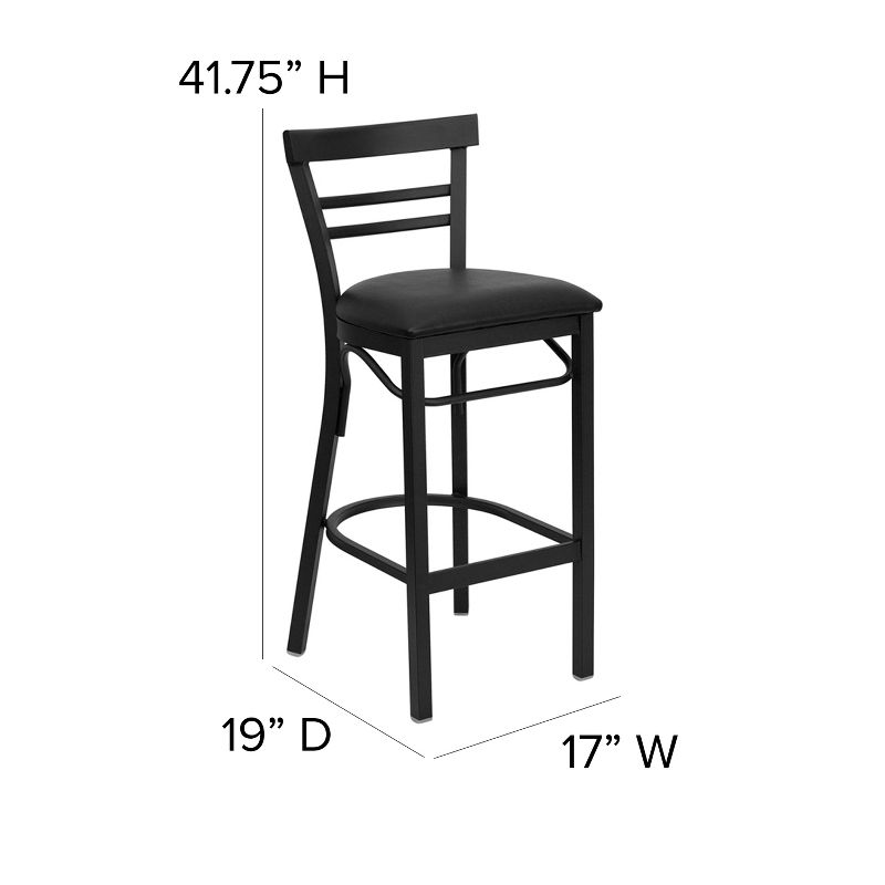 Flash Furniture Black Two-Slat Ladder Back Metal Restaurant Barstool, 5 of 12