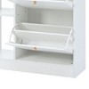 2-Tier Shoe Cabinet with 4 Flip for Entryway Modern Shoe Storage Cabinet with Drawers Freestanding Shoe Rack Storage Organizer for Hallway White - 3 of 4