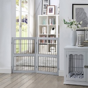 unipaws Pet Playpen with Wood and Wire 6 Panels - 1 of 4