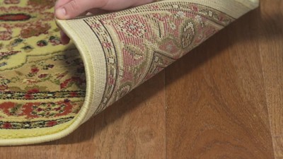 Red and Black Floral Synthetic Runner Rug, 2'3" x 8'