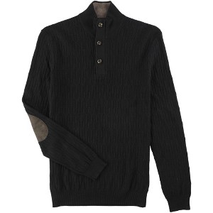 Tasso Elba Mens 3 Button Pullover Sweater, Black, Medium - 1 of 1