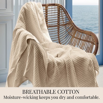 Bedsure-Waffle Weave 100% Cotton Solid Blanket For All Season, Breathable and Soft, Waffle Weave Blanket for Best Gift