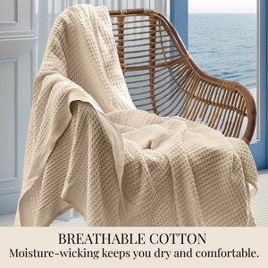 Bedsure-Waffle Weave 100% Cotton Solid Blanket For All Season, Breathable and Soft, Waffle Weave Blanket for Best Gift - 1 of 4