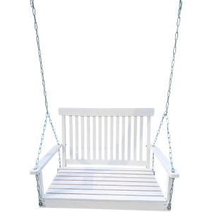 47.20"Front Porch Swing with Armrests,Wood Bench Swing with Hanging Chains - 1 of 4
