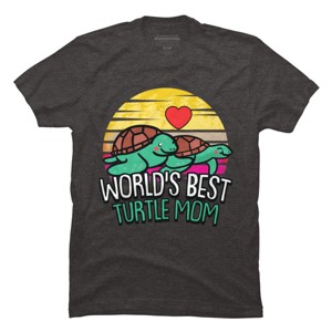 Men's Design By Humans World's Best Turtle Mom Retro Stripes By animalshop T-Shirt - 1 of 2