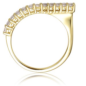 Guili Elegant 14K Yellow Gold Plated Sterling Silver Waterfall Square Top Ring with Cubic Zirconia for a Timeless Sparkling Design, Size 6, 7, and 8. - 1 of 3