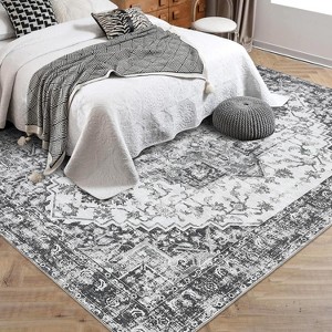 Washable Vintage Area Rug, Low-Pile Non-Slip Soft Carpet with Rubber Backing for Living Room, Bedroom, Dining Room & Kitchen - 1 of 4