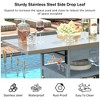 LOVSON 40.5''island cart with stainless steel grill countertop and solid wood storage cabinet, featuring 1 drawer, suitable for lawn，garden,gray blue - 4 of 4