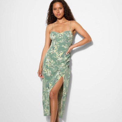 Women's Corset Midi Bodycon Dress - Wild Fable™ Green Floral