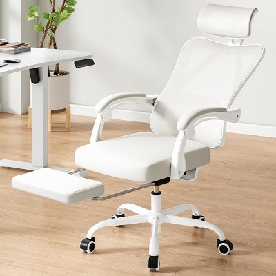 FURNIinspire Task And Office Chairs, Mesh Office Desk Chair With Footrest And Headrest, High Back Computer Chair, Silver, 24.8"*24.8"*49.2"