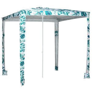 Outsunny Quick Beach Cabana Canopy Umbrella, 7.9' Easy-Assembly Sun-Shade Shelter with Sandbags, Cool UV50+ Fits Kids & Family, Green - 1 of 4