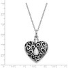 Black Bow Jewelry Sterling Silver Antiqued Grieving Heart Ash Holder Necklace, 18 Inch - 3 of 4