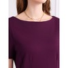 INSPIRE CHIC Women's Boat Neck Short Sleeve Pleated Work A-Line Midi Dress - 4 of 4