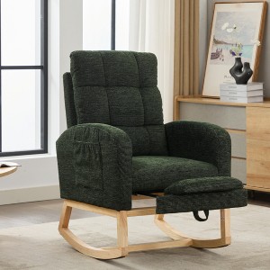 TiramisuBest Modern Accent Rocking Chair with Solid Wood Legs, Adjustable Footrest & Side Pocket, Comfy Lounge Armchair for Living(Dark Grey) - 1 of 4
