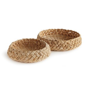 Plum & Post 27" Abaca French Braided Handcrafted Decorative Baskets Set of 2 - 1 of 4