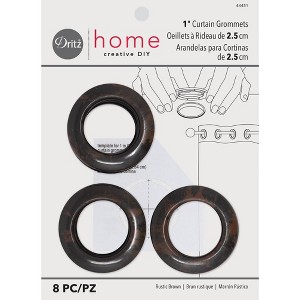 Dritz Set of 8 Home 1" Round Curtain Grommets Rustic Brown: Plastic Sewing Fasteners, Eyelets, Grommet Kit - 1 of 4