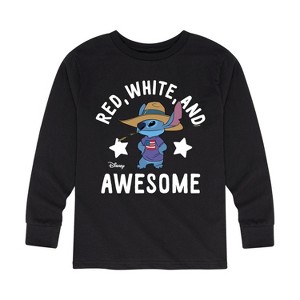 Boys' - Lilo and Stitch - Red White And Awesome Long Sleeve Graphic T-Shirt - 1 of 4