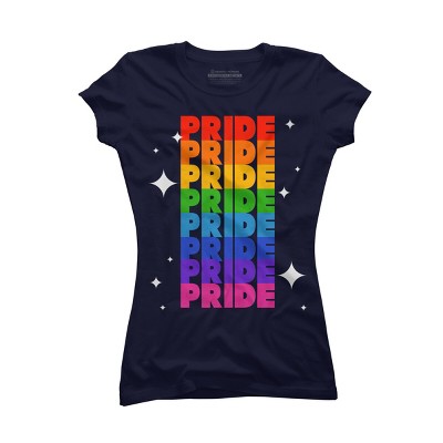 Adult Design By Humans Rainbow Pride Word Stack With Stars By Billmedzz T-Shirt