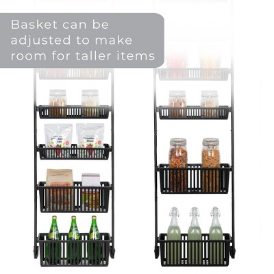 Smart Design 8-Tier Over The Door Hanging Pantry Organizer with 6 full Baskets and 2 Deep Baskets Black: Steel Kitchen Storage, 77" Height — фото 5