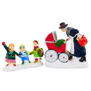 Enesco 3.0 Inch Nanny And The Preschoolers Christmas Figurine Set , The Original Snow Village Series (2PC) - 1 of 3