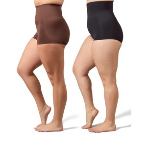 Memoi 2 Pair Women's High-Waist Boy Short Shaping Briefs - 1 of 4