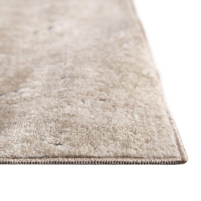 Elegant Medallion Runner Rug in Subtle Beige, Stain-Resistant Synthetic