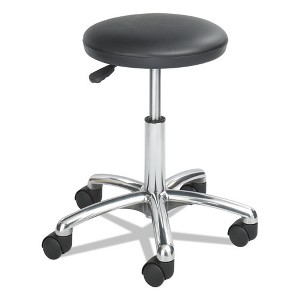 Safco Height-Adjustable Lab Stool, Backless, Supports Up to 250 lb, 16" to 21" Seat Height, Black Seat, Chrome Base - 1 of 1