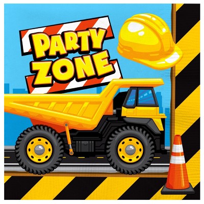 Treasures Gifted Construction Napkins - Construction Party Supplies - 32 Pack