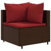 vidaXL Patio Lounge Set 7 Piece - Brown Poly Rattan Sectional Sofa with Cushions and Tempered Glass Table - Outdoor Garden Terrace Furniture - 3 of 4