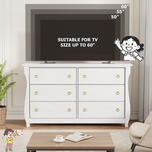 Jojoka Drawer Wood Dresser with Rattan Fronts and Curved Legs, Tall Boho Storage Chest for Bedroom, Living Room - 1 of 4