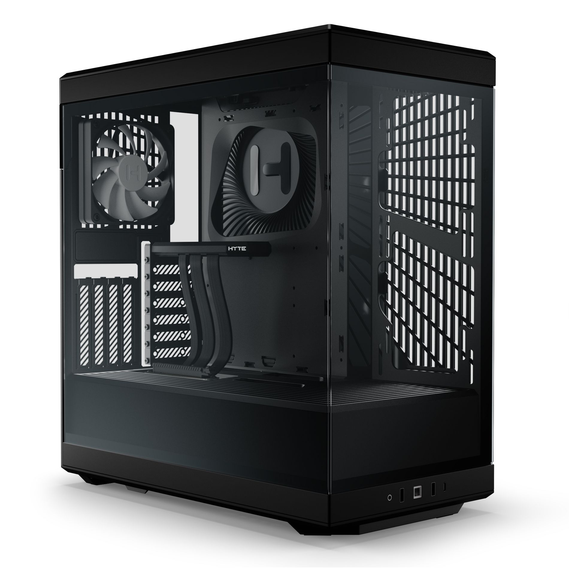 HYTE Y40 Mid-Tower ATX Gaming PC Desktop Case - Tempered Glass - Dual Chamber - High Airflow - Riser Cable - Black