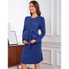 Maternity Long Sleeve Sweater Bodycon Boho Midi Dress Fall Casual Crew Neck Mini Dress Baby Shower Photoshoot Belt - 4 of 4