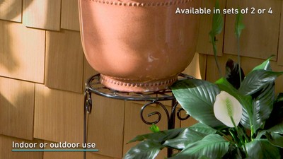 Chestnut Glaze Medium Iron Indoor/Outdoor Planter Set with Drainage Holes