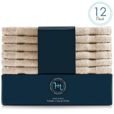 Beige Cream 100% Cotton 13"x13" Washcloth Set of 12