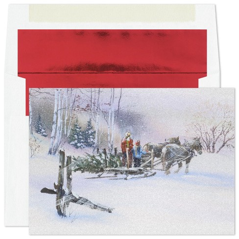 Masterpiece Studios Holiday Collection Classic Cards 16 Cards/Envelopes, Snow is Glistening, 5.6" x 7.8" - image 1 of 1