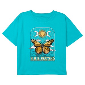 Girl's Lost Gods Manifesting Monarch Butterfly Crop Top T-Shirt - 1 of 3