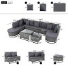Large Size 7 Pieces Rattan Outdoor Garden Sofa Set,Wicker Patio Conversation Sets,Patio Furniture Sets with Coffee Table and Cushions-Coolbibila - 4 of 4